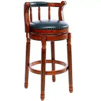 Bloomsbury Market 1pc Wooden Bar Stool 360 Degree Swivel Bar Height Chair with Back