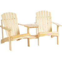 Dovecove Adirondack Chair For Two, Outdoor Fire Pit Chair Set With Table & Umbrella Hole