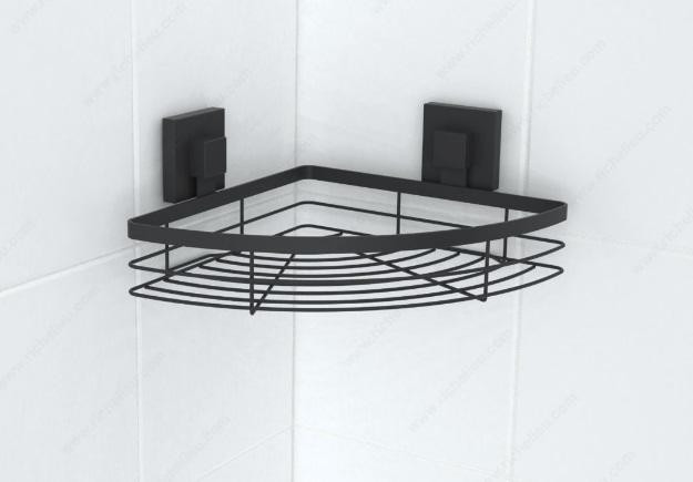 Corner Basket (24x24cm) or Rectangular (34x13cm) with Fusion-Loc Suction Cups in Chrome or Matte Black in Bathwares