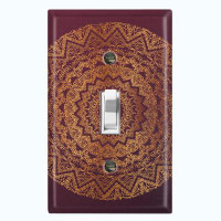 WorldAcc Metal Light Switch Plate Outlet Cover (Maroon Mandala Meditation - Single Toggle)