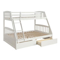 Harriet Bee Topmax Solid Wood Twin Over Full Bunk Bed With Two Storage Drawers, White