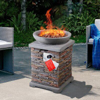 Loon Peak 20 In. X 29 In. Square Concrete Natural Propane Fire Pit Kit In Grey