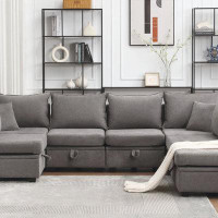 Hokku Designs Convertible U Shaped Sofa Couch with Storage