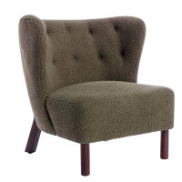 Latitude Run® Accent Chair, Upholstered Armless Chair Lambskin Sherpa Single Sofa Chair