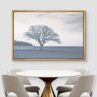 IDEA4WALL IDEA4WALL Framed Canvas Print Wall Art Oak Tree In The Blue Countryside Nature Plants Photography Realism Rust