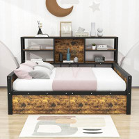 17 Stories Full 2 Drawers Metal Daybed