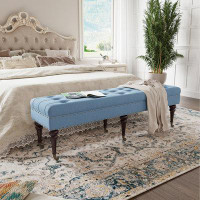 Lark Manor Araeya Backless Upholstered Tufted Bench with Nailhead Trim