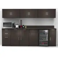 Breaktime Buffet Sideboard Kitchen Break Room Lunch Coffee Kitchenette Cabinets 7 Pc Espresso – Factory Assembled (furni