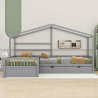 Harper Orchard Bladric Twin Size House Platform Bed with Three Storage Drawers