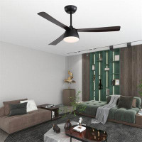 Wrought Studio 52" Cleavon 3 - Blade Outdoor LED Propeller Ceiling Fan with Remote Control and Light Kit Included