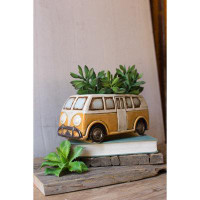Williston Forge Latitude Run® Modern Novelty Shaped Ceramic Van Planter In Yellow