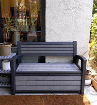 Outdoor Patio Storage Bench Resin Deck Box Garden Backyard Tool Shed