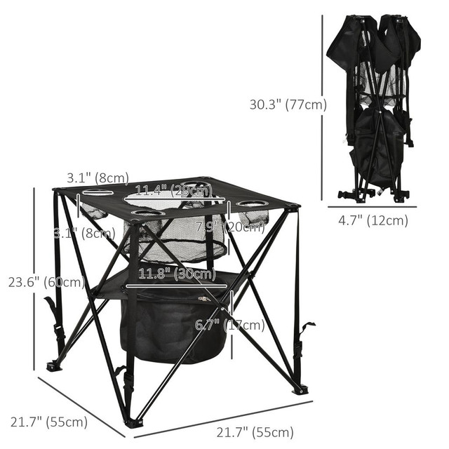 Folding Camping Table 21.7" L x 21.7" W x 23.6" H Black in Fishing, Camping & Outdoors - Image 3