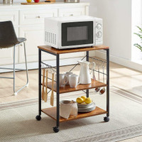 NEW KITCHEN MICROWAVE 3 TIER UTILITY CART 10 HOOK