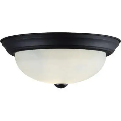 Aspen Creative offers light flush mounts in matte black with alabaster glass that will brighten any...