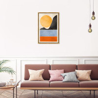 Corrigan Studio "The Sun Shines", Modern Ocean Beach Sunset Modern & Contemporary Yellow Canvas Wall Art Print For Offic
