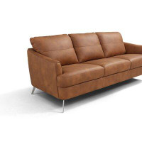 Orren Ellis Aroosha 81'' Genuine Leather Recessed Arm Sofa