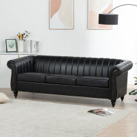 Alcott Hill Rolled Arm Chesterfield Three Seater Sofa