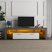 Wrought Studio Modern TV stand with Shelves and LED Lights