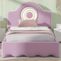 buthreing Twin Size Upholstered Platform Bed With LED Headboard