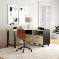 Mercury Row Pearsall L-Shape Desk with Built in Outlets