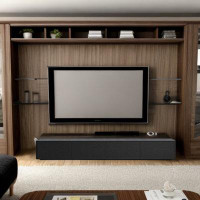 STAR BANNER Black living room tall floor-to-ceiling TV cabinet