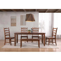 Loon Peak Loon Peak® Simply Brook 6 Piece 72" Rectangular Extendable Table Dining Set With Bench | 4 Slat Back Chairs |