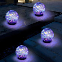 c&g home Solar Lights For Outside-Solar Globe Lights Outdoor Waterproof-Outdoor Decorations For Patio And Yard-Cracked G