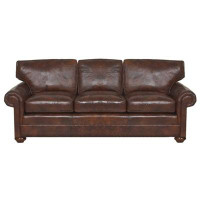 Vanguard Furniture American Bungalow 85" Genuine Leather Rolled Arm Sofa