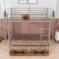 Mason & Marbles Adish Kids 2 Drawers Twin XL over Twin XL Metal Bunk Bed with Guardrail