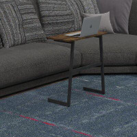 17 Stories Slanted Foot Industrail Rustic End Table Narrow C-Shaped Couch Laptop Table Sofa Side Slim Small Table L23.6"