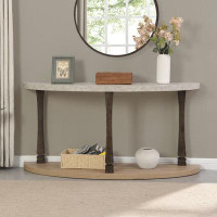 Charlton Home 48 inch Modern Half Moon Console Table with Storage Shelf, Wooden  Semi Circle Sturdy Console Tables