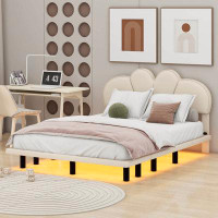 Latitude Run® Queen Size Upholstery Bed With PU Leather Headboard And LED Light