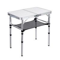 Arlmont & Co. Camping Table With Detachable Net Layer Portable Small Folding Alumiumum Table Adjustable Height With 2 Ho
