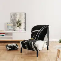 East Urban Home Gold Metallic Circle - Modern Glam Upholstered Slipper Chair