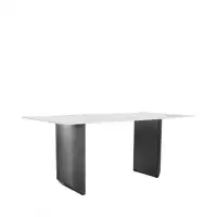 NIUTN Modern Dining Table 70.9''Antique White Sintered Stone Tabletop