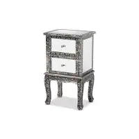 Bungalow Rose BXT Lefancy Metal and Mirrored Glass 2Drawer End Table
