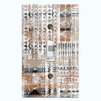 WorldAcc Metal Light Switch Plate Outlet Cover (Tribal Marking Pattern Gray - Single Toggle)