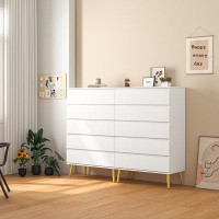 Mercer41 Xhelil Dresser for Bedroom with 6 Drawers, White Dresser with Wide Storage