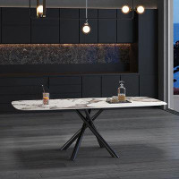 Orren Ellis Italian light luxury dining table simple modern household dining table