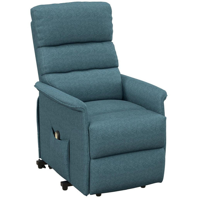 LIFT CHAIR FOR ELDERLY, POWER CHAIR RECLINER WITH REMOTE CONTROL, SIDE POCKETS FOR LIVING ROOM, BLUE in Chairs & Recliners