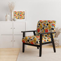 Design Art Red Popart Lichtensteins Lines Matrix - Upholstered Modern Arm Chair