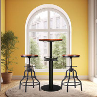 Williston Forge SET OF 3,Industrial Pub Table With Metal Shelf (40.7Inch) And 2 Backless Stools (20.47-26.77Inch)Pub Bis