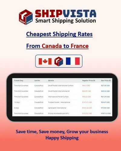 ShipVista provides the cheapest shipping rates from Canada to France. Whether you are an individual...