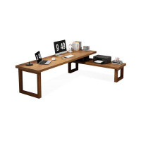 Fit and Touch 55.12" Nut-Brown L-Shape Desk Solid Wood desks