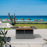Moda Furnishings Lois 26.77'' H x 62.99'' W Aluminum Propane Outdoor Fire Pit Table with Lid