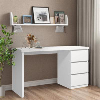 Latitude Run® Modern white desk with drawers.