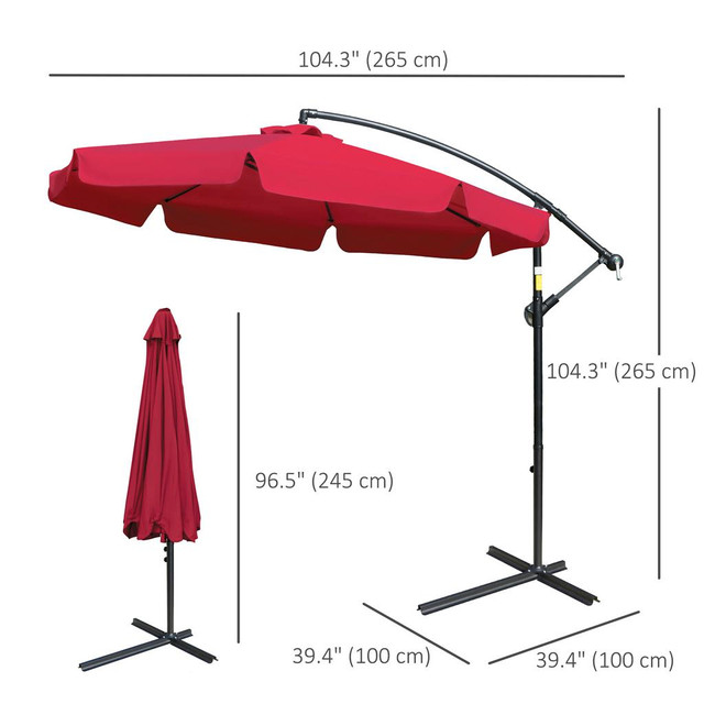 Cantilever Umbrella 8.7' x 8.7' x 8.7' Red in Patio & Garden Furniture - Image 3