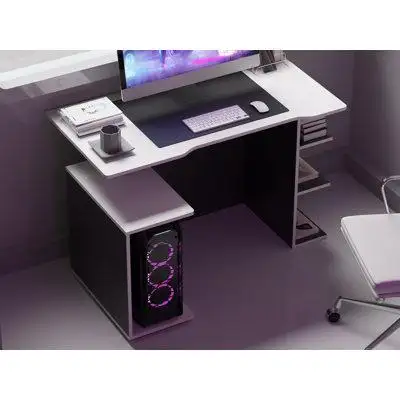 Latitude Run® Jahya L-Shape Desk with Built in Outlets