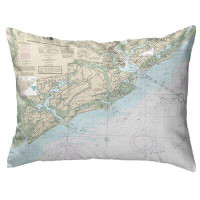 Highland Dunes Charleston Harbour And Approaches, Sc Nautical Map Noncorded Indoor/Outdoor Pillow 11X14